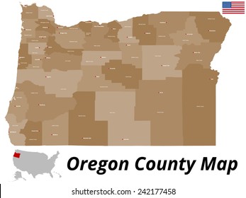 A large and detailed map of the State of Oregon with all counties and county seats.