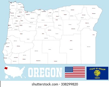 A large and detailed map of the State of Oregon with all counties and 

county seats.