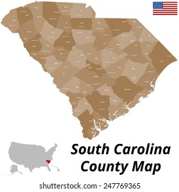 A large and detailed map of the State of South Carolina with all counties and county seats.