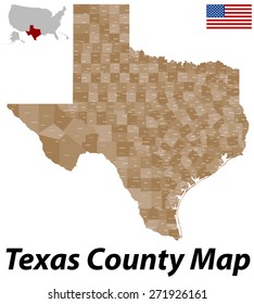 A large and detailed map of the State of Texas with all counties and county seats.