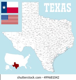A large and detailed map of the State of Texas with all counties and county seat.
