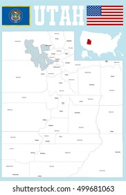 A large and detailed map of the State of Utah with all counties and county seat.