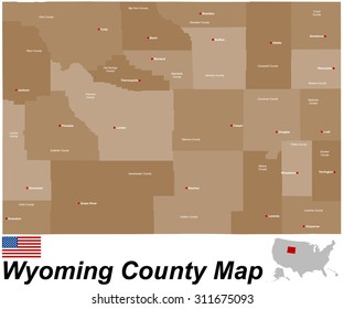 A large and detailed map of the State of Wyoming with all counties and county seats.