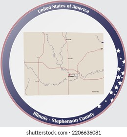 Large And Detailed Map Of Stephenson County In Illinois, USA.