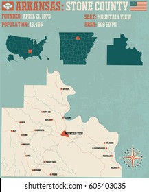 Large and detailed map of Stone County in Arkansas.
