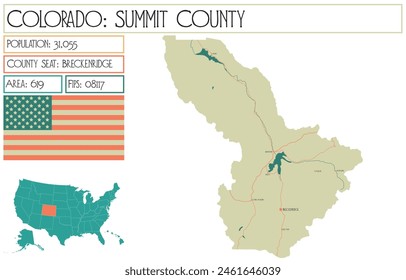 Large and detailed map of Summit County in Colorado USA.