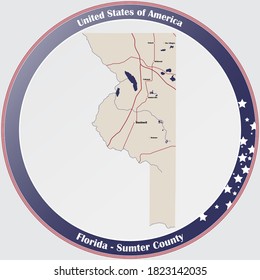 Large and detailed map of Sumter county in Florida, USA.
