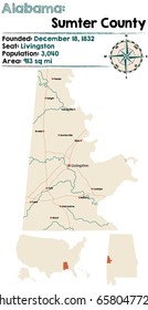 Large and detailed map of Sumter County in Alabama.