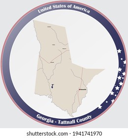 Large and detailed map of Tattnall county in Georgia, USA.
