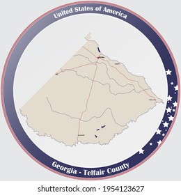 Large and detailed map of Telfair county in Georgia, USA.