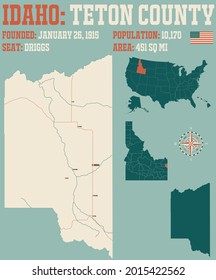 Large And Detailed Map Of Teton County In Idaho, USA.