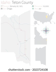 Large And Detailed Map Of Teton County In Idaho, USA.