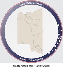 Large And Detailed Map Of Teton County In Idaho, USA.