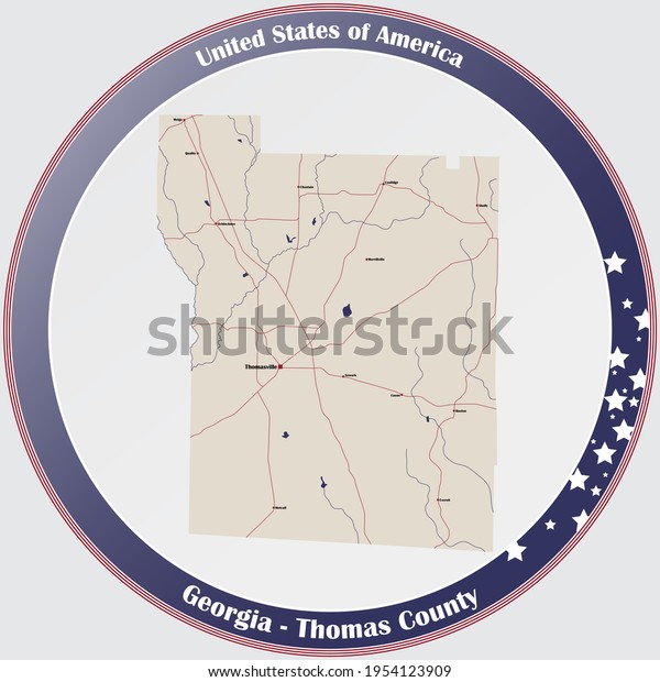 Large Detailed Map Thomas County Georgia Stock Vector Royalty Free 1954123909 Shutterstock 6023
