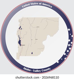 Large and detailed map of Valley county in Idaho, USA.