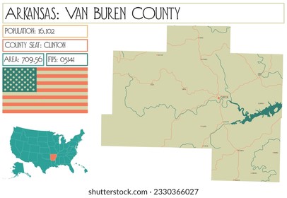 Large and detailed map of Van Buren County in Arkansas, USA.