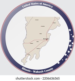 Large and detailed map of Wabash county in Illinois, USA.