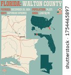 Large and detailed map of Walton county in Florida, USA.