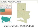 Large and detailed map of Walton County in Florida USA.