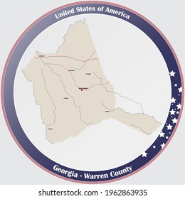 Large and detailed map of Warren county in Georgia, USA.