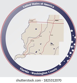 Large and detailed map of Washington county in Florida, USA.