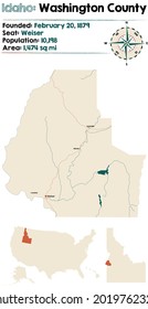 Large and detailed map of Washington county in Idaho, USA.