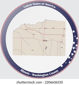 Large and detailed map of Washington county in Illinois, USA.