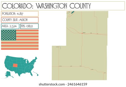 Mapa Grande y detallado del condado de Washington en Colorado, Estados Unidos.