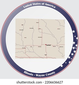 Large And Detailed Map Of Wayne County In Illinois, USA.