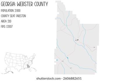 Large and detailed map of Webster County in Georgia, USA.