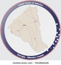 Large and detailed map of Wheeler county in Georgia, USA.