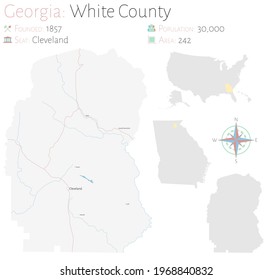 Large and detailed map of White county in Georgia, USA.