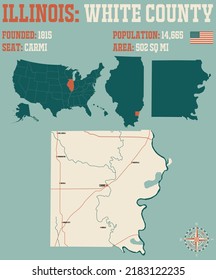 Large And Detailed Map Of White County In Illinois, USA.