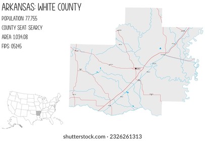 Large and detailed map of White County in Arkansas, USA. svg