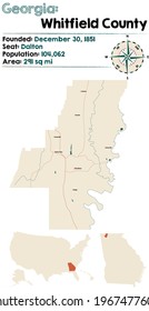 Large and detailed map of Whitfield county in Georgia, USA.