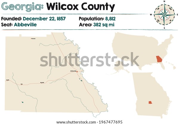 Large Detailed Map Wilcox County Georgia Stock Vector (Royalty Free ...