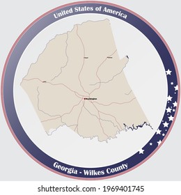 Mapa grande y detallado del condado de Wilkes en Georgia, EEUU.