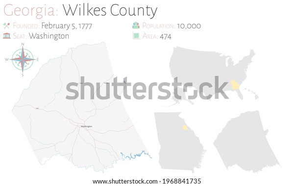 Large Detailed Map Wilkes County Georgia Stock Vector (Royalty Free ...