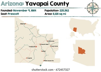 Large And Detailed Map Of Yavapai County In Arizona