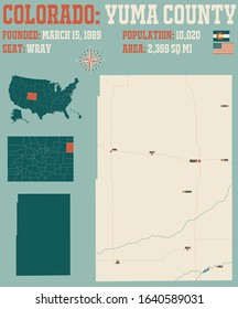 Large and detailed map of Yuma county in Colorado, USA.