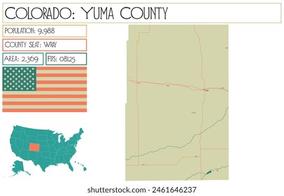 Mapa Grande y detallado del condado de Yuma en Colorado, Estados Unidos.