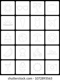 Large and detailed set of different summer icons.
