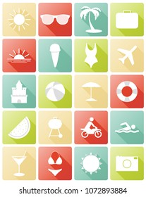 Large and detailed set of different summer icons.