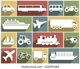 Large and detailed set of different vehicle icons