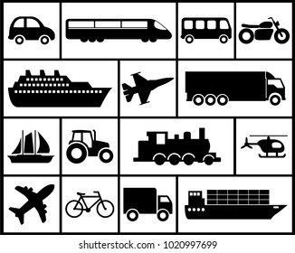 Large and detailed set of different vehicle icons