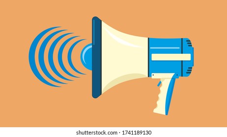 altavoz de gran dispositivo en azul sobre fondo naranja
