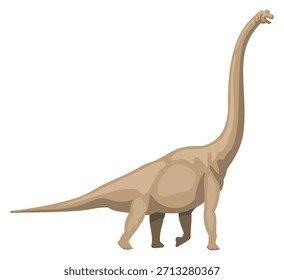 A large dinosaur is walking on a white background