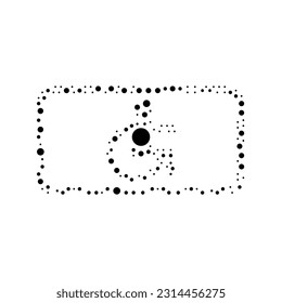 A large disabled road sign in the center made in pointillism style. The center symbol is filled with black circles of various sizes. Vector illustration on white background
