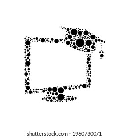 A large distance learning symbol in the center made in pointillism style. The center symbol is filled with black circles of various sizes. Vector illustration on white background