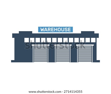 large distribution warehouse building exterior vector icon